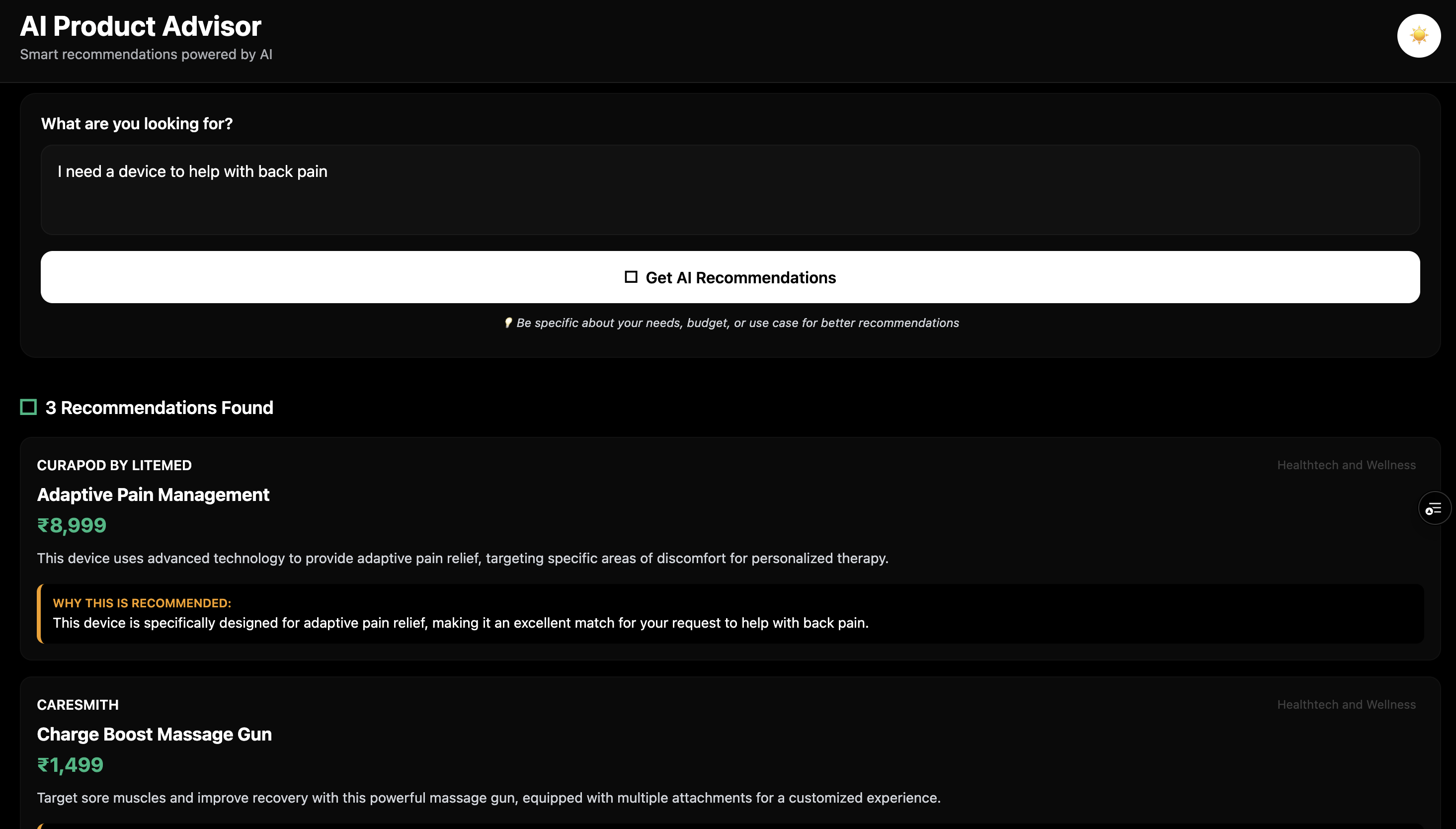 AI Product Advisor – AI-Powered Recommendation App